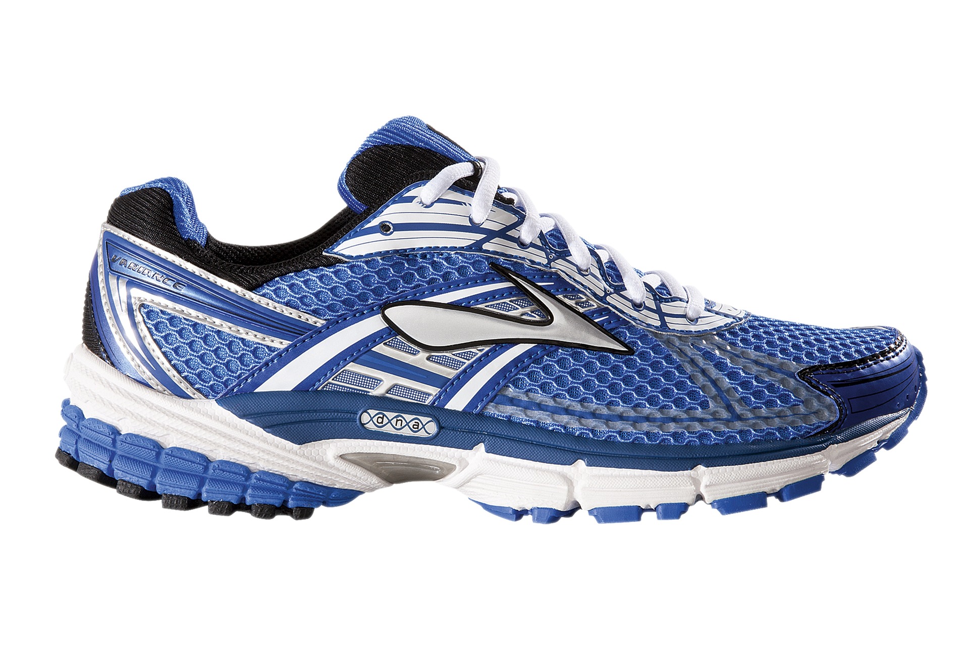 blue running shoe on white background